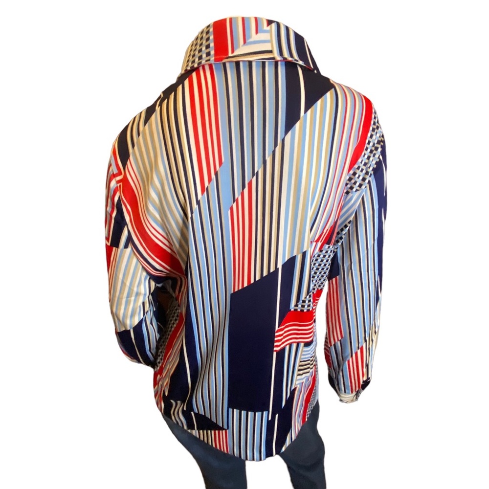 Vintage 70s Blouse Size 1X Red White Blue - Picture 7 of 11